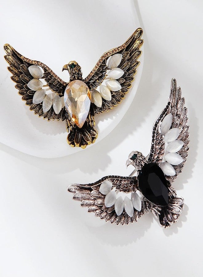 MXUHUI Eagle Bird Brooches Pin for Women/Men Fashion Crystal Animal Brooch Jewelry (Gold) - Image 4